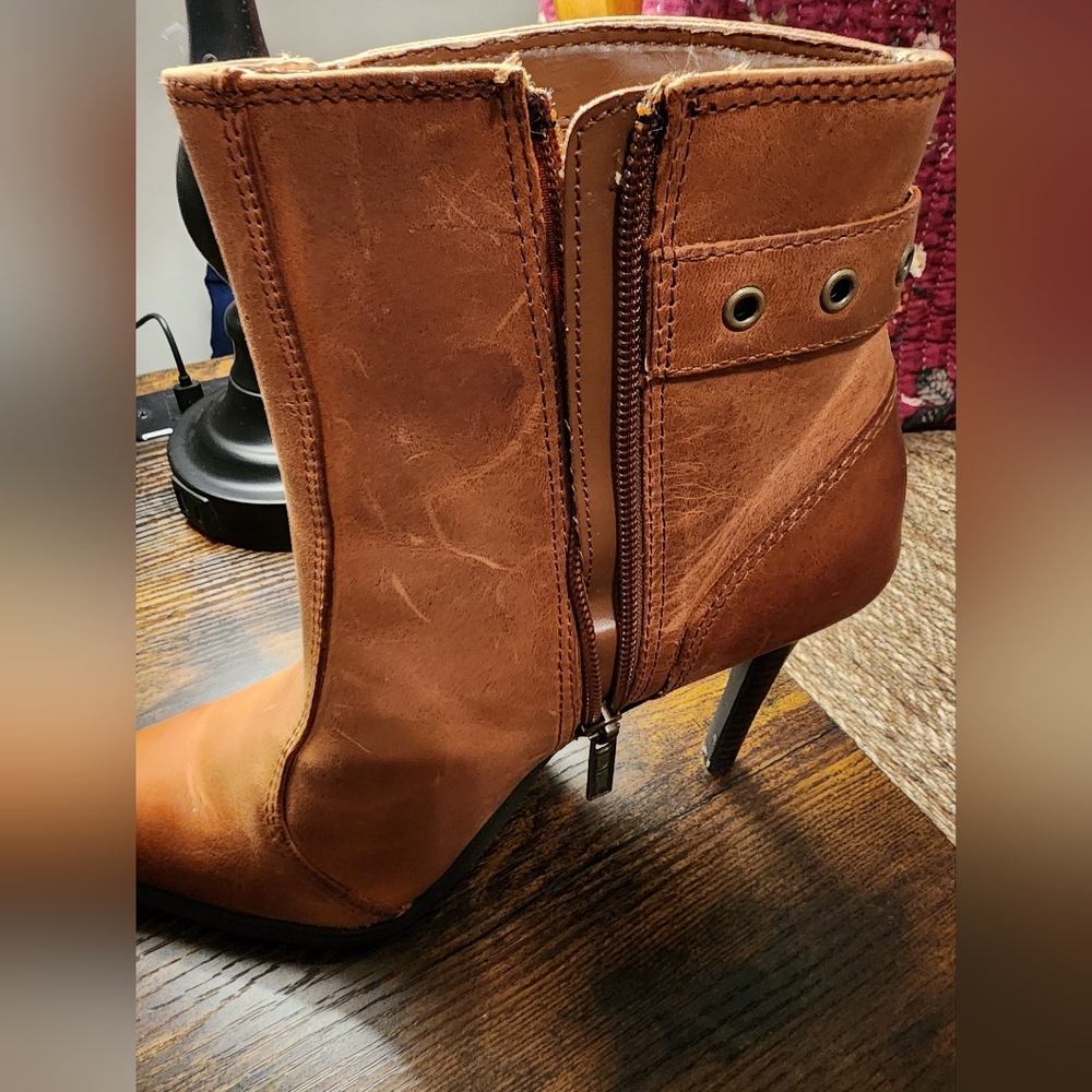 Harley Davidson Ankle Boots Ombre Brown Stilettos Ankle O Ring Buckle Pointed - Picture 10 of 16
